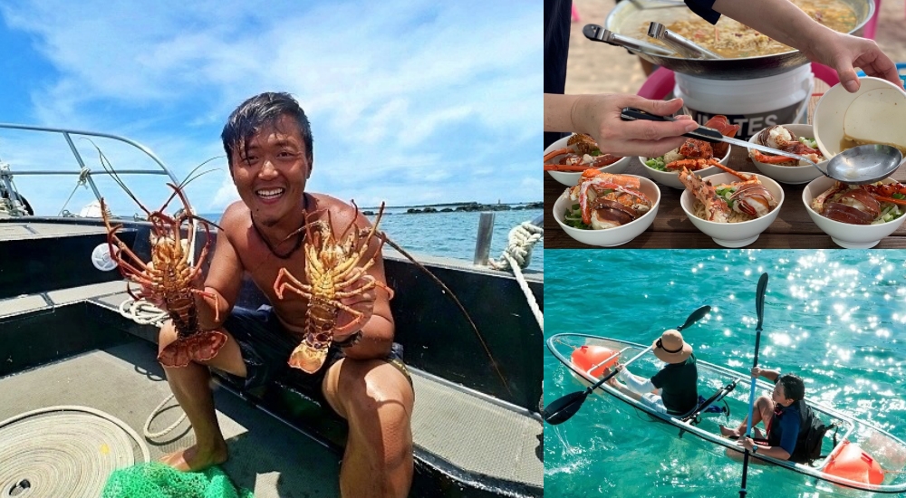 澎湖龍蝦島，搭頂級東海黑曼巴私人豪華遊艇行程。澎澎灘透明獨木舟、看小富士山、賞海鷗、抓龍蝦、無人島探險、吃現烤野生石蚵～ @捲捲頭 ♡ 品味生活