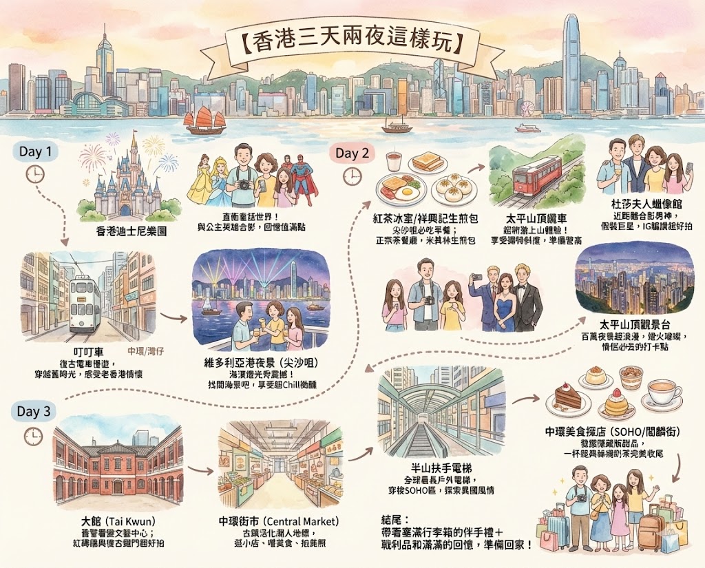 2025香港自由行｜三天兩夜爆玩攻略：迪士尼、太平山頂、中環潮拍景點全收錄！ @捲捲頭 ♡ 品味生活
